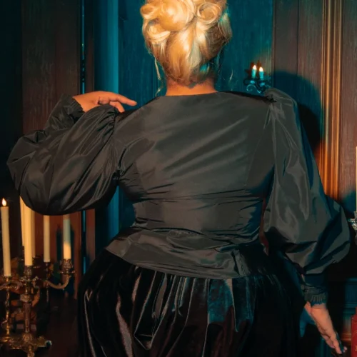 FINAL SALE - Taffeta Edwardian Blouse In Black 13 FINAL SALE - Taffeta Edwardian Blouse In Black -Elegant Ladies Wear Taffeta Edwardian Blouse 1