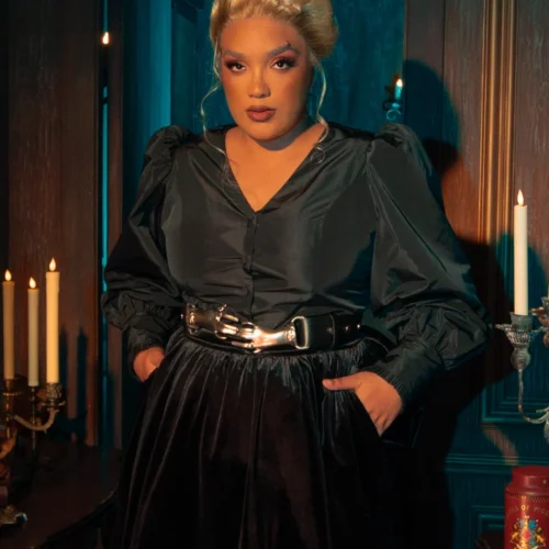 FINAL SALE - Taffeta Edwardian Blouse In Black 14 FINAL SALE - Taffeta Edwardian Blouse In Black -Elegant Ladies Wear Taffeta Edwardian Blouse 4