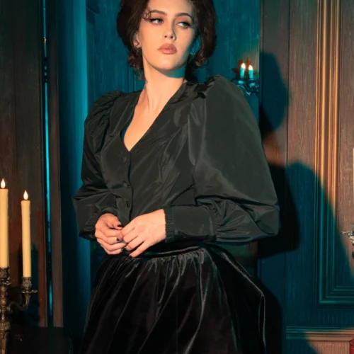 FINAL SALE - Taffeta Edwardian Blouse In Black 17 FINAL SALE - Taffeta Edwardian Blouse In Black -Elegant Ladies Wear Taffeta Edwardian Blouse 7