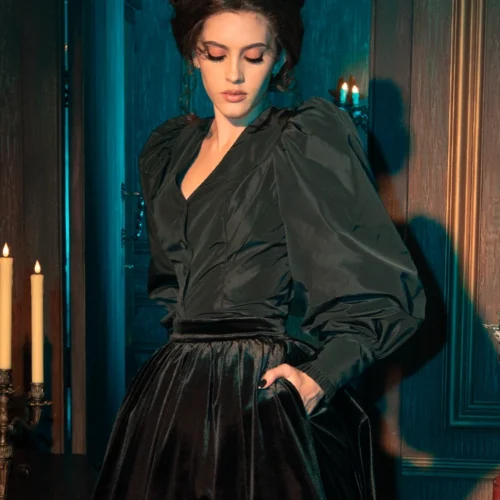 FINAL SALE - Taffeta Edwardian Blouse In Black 15 FINAL SALE - Taffeta Edwardian Blouse In Black -Elegant Ladies Wear Taffeta Edwardian Blouse 8