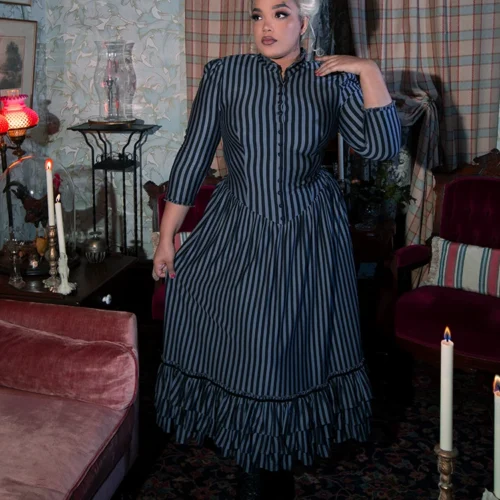 Elegant Ladies Wear -Elegant Ladies Wear Victorian Grey Stripe 10
