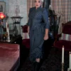 Victorian Dress In Black And Gray Stripes -Elegant Ladies Wear Victorian Grey Stripe 4
