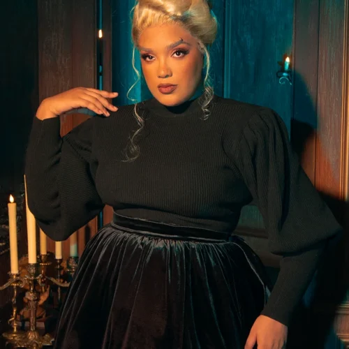 Victorian Cycling Pullover Sweater In Black -Elegant Ladies Wear Victorian Pullover Sweater 5