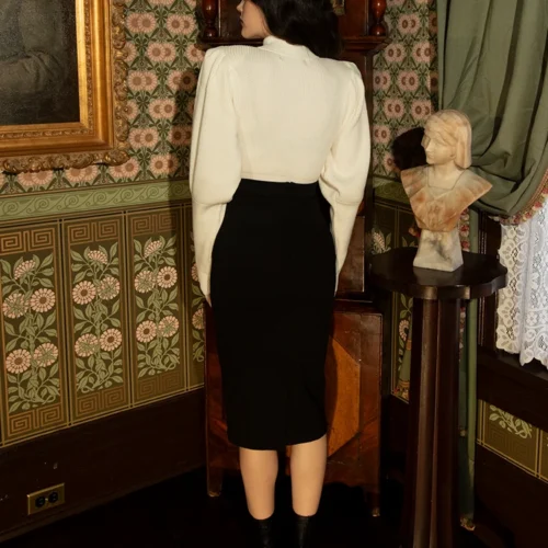Vamp Pencil Skirt In Black -Elegant Ladies Wear Victorian Sweater Cream 23 2faa5eea 76ef 4aba 899c 4be1b6d1e27d