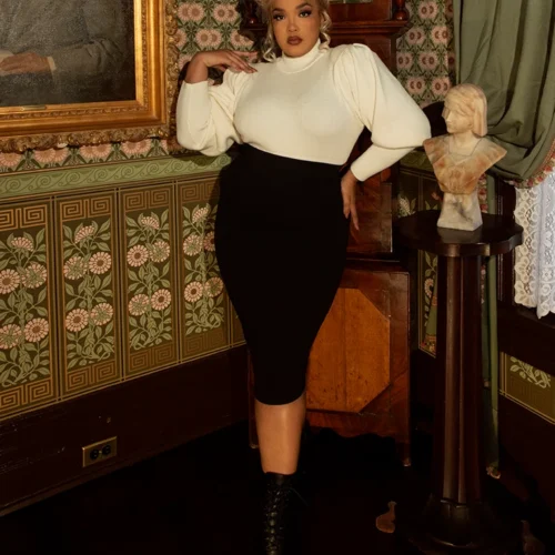 Vamp Pencil Skirt In Black -Elegant Ladies Wear Victorian Sweater Cream 9 bb1c6288 67ff 4355 85de b8ca32d0026e