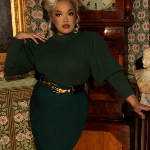 Victorian Cycling Pullover Sweater In Hunter Green -Elegant Ladies Wear Victorian Sweater Green 1