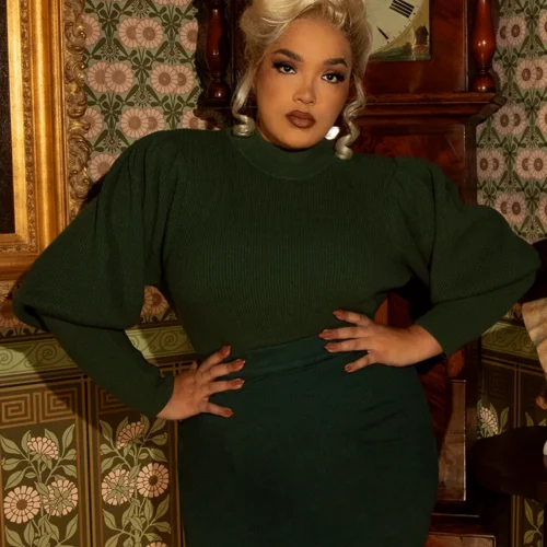 Victorian Cycling Pullover Sweater In Hunter Green