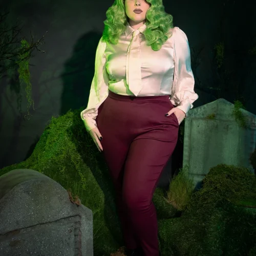 Beetlejuice Beetlejuice™ Wedding Pants In Burgundy -Elegant Ladies Wear Wedding Suit Pants 1