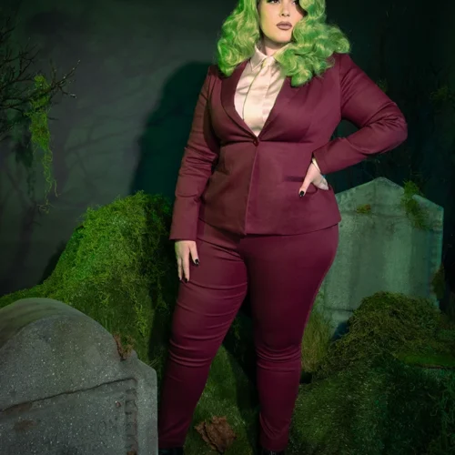 Beetlejuice Beetlejuice™ Wedding Pants In Burgundy -Elegant Ladies Wear Wedding Suit Pants 9