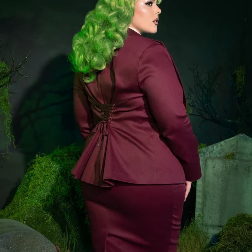 Vamp Suiting Skirt In Burgundy -Elegant Ladies Wear Wedding Suit Skirt 4