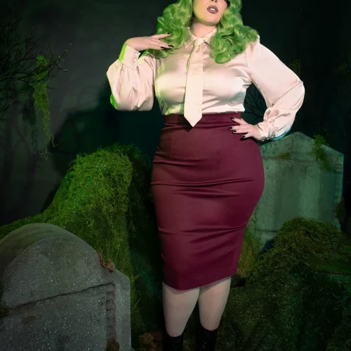 Vamp Suiting Skirt In Burgundy -Elegant Ladies Wear Wedding Suit Skirt 5