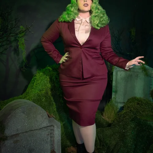 Vamp Suiting Skirt In Burgundy -Elegant Ladies Wear Wedding Suit Skirt 6