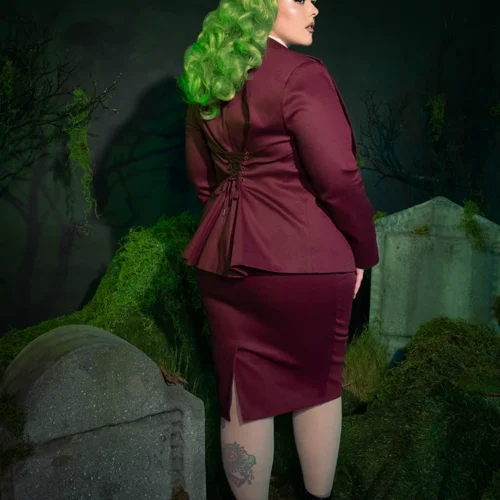 Vamp Suiting Skirt In Burgundy -Elegant Ladies Wear Wedding Suit Skirt 7