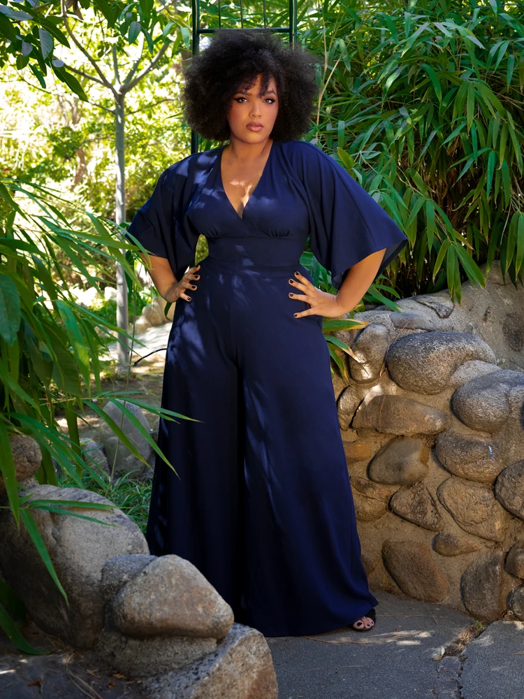 FINAL SALE - Black Widow Palazzo Pants In Navy 6 FINAL SALE - Black Widow Palazzo Pants In Navy - Image 5