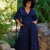 FINAL SALE - Black Widow Palazzo Pants In Navy -Elegant Ladies Wear Wide Leg Navy 5
