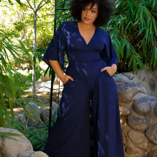 FINAL SALE - Black Widow Palazzo Pants In Navy