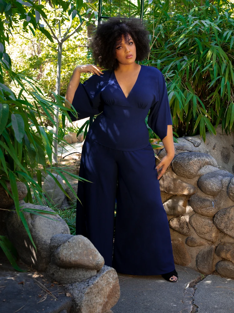 FINAL SALE - Black Widow Palazzo Pants In Navy 3 FINAL SALE - Black Widow Palazzo Pants In Navy - Image 2