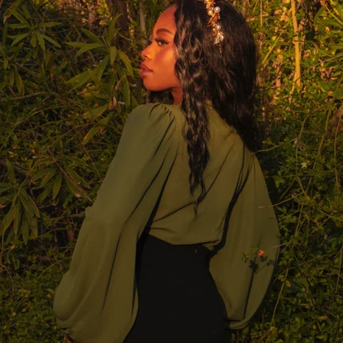 Georgette Wrap Top In Olive -Elegant Ladies Wear Wrap Blouse Olive 1