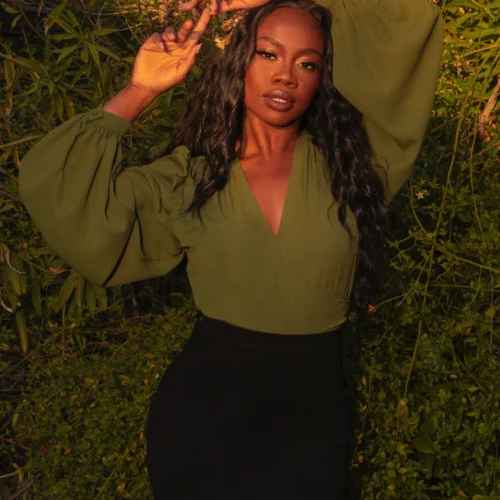 Georgette Wrap Top In Olive -Elegant Ladies Wear Wrap Blouse Olive 2