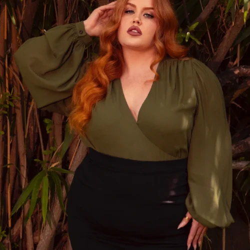 Georgette Wrap Top In Olive