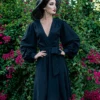 Faux Wrap Dress In Black -Elegant Ladies Wear Wrap Dress BK 2