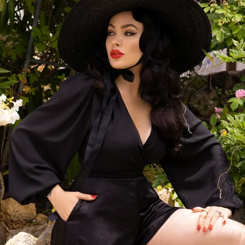 Georgette Wrap Top In Black