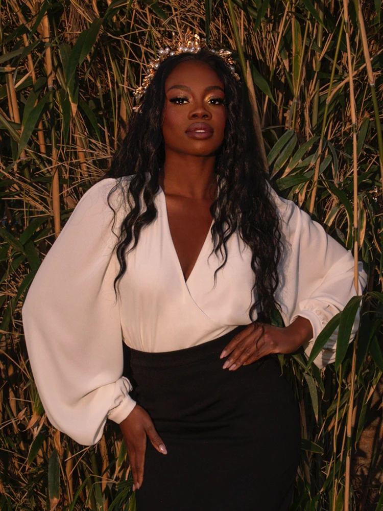 Georgette Wrap Top In Ivory 9 Georgette Wrap Top In Ivory - Image 7