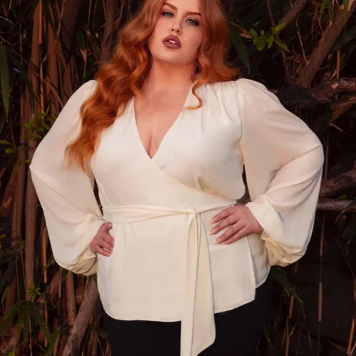 Georgette Wrap Top In Ivory 13 Georgette Wrap Top In Ivory -Elegant Ladies Wear Wrap Top Ivory 6