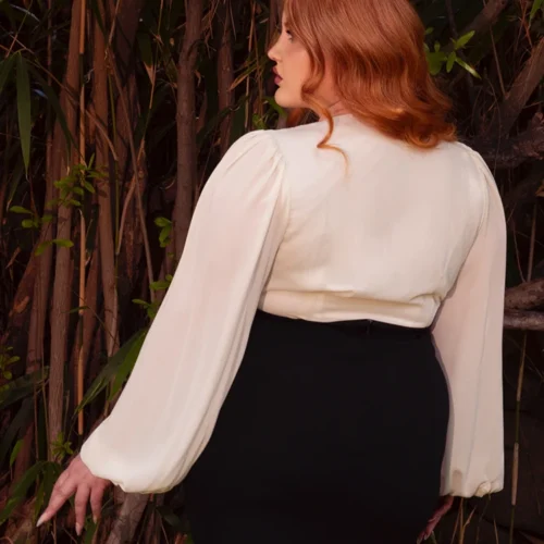 Georgette Wrap Top In Ivory 16 Georgette Wrap Top In Ivory -Elegant Ladies Wear Wrap Top Ivory 8