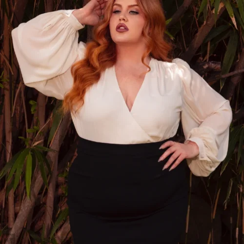 Georgette Wrap Top In Ivory 14 Georgette Wrap Top In Ivory -Elegant Ladies Wear Wrap Top Ivory 9