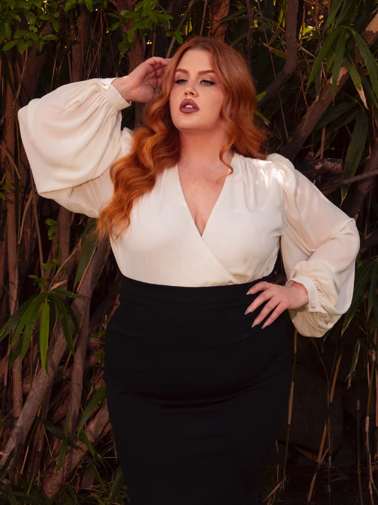 Georgette Wrap Top In Ivory 6 Georgette Wrap Top In Ivory - Image 4