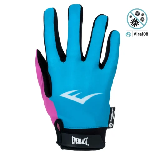Everlast Full Finger Workout Gloves With Polygiene ViralOff (Blue & Pink)