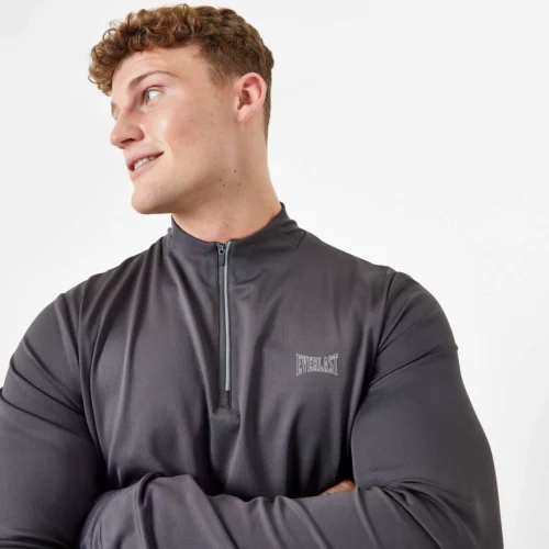 Everlast Men's Half Zip Long Sleeve Shirt -Elegant Ladies Wear everlast men s half zip long sleeve shirt grey P00002888.XL .GY 03