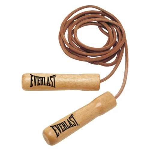 Everlast Leather Jump Rope With Wooden Handles