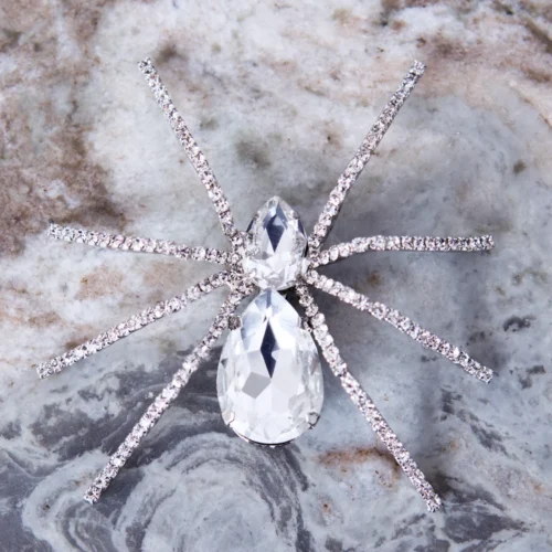 FINAL SALE - Black Widow Rhinestone Spider Brooch - CRYSTAL -Elegant Ladies Wear rhinestone spider vintage